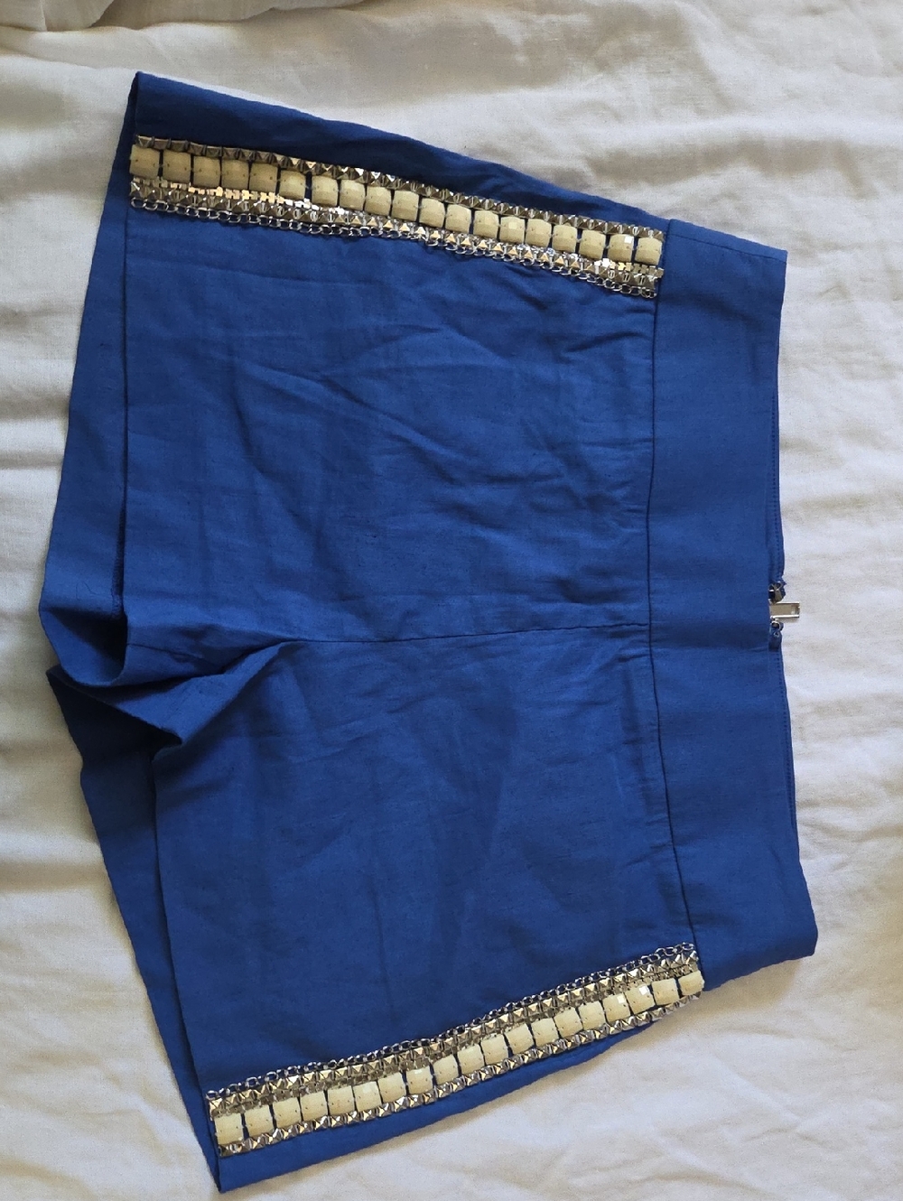 BEBE || NWT Palace Blue || High-Waist Embellished Shorts